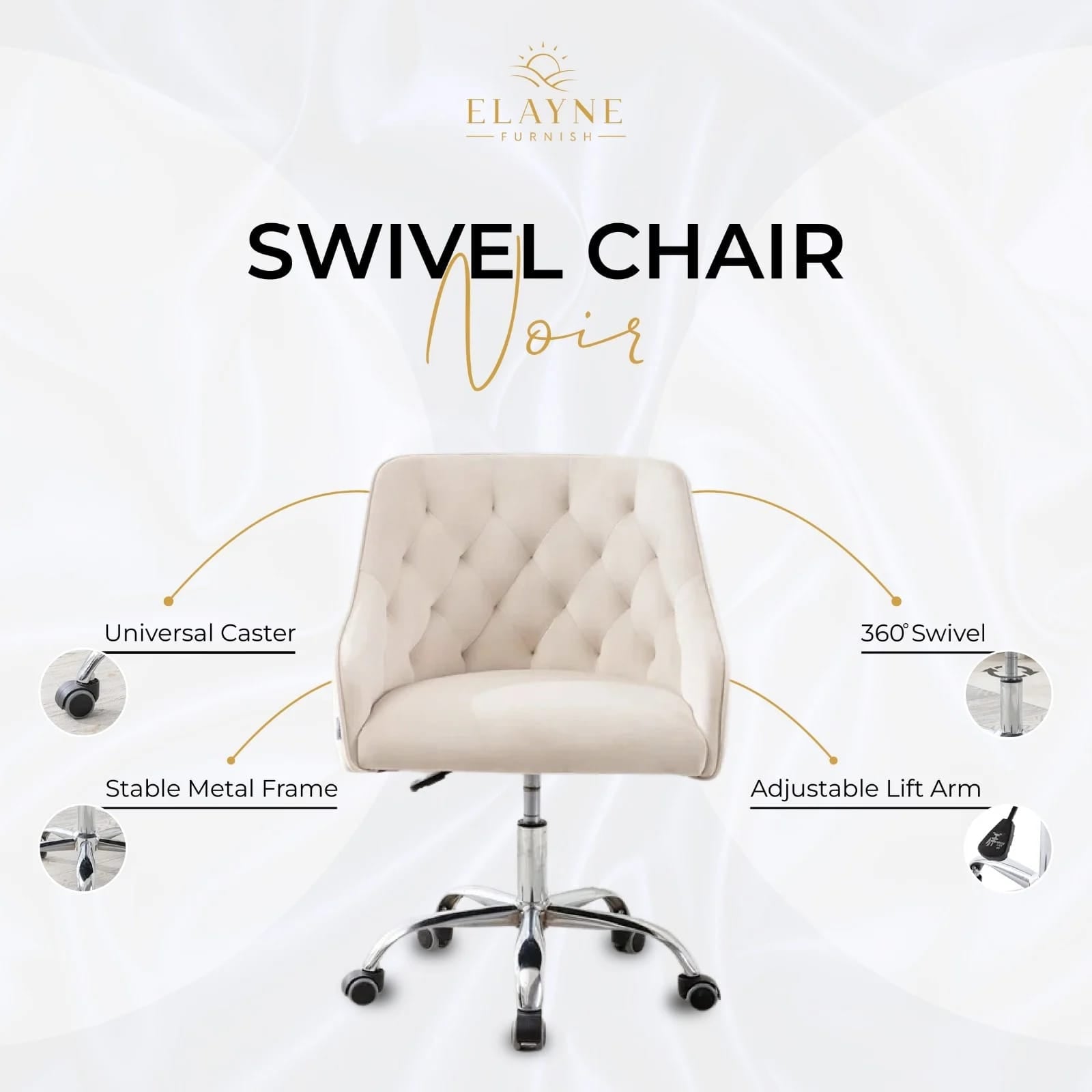 Elayne Furnish – Nova Swivel Chair | Beige Edition