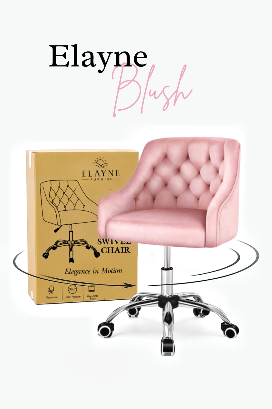 Elayne Blush – 360° Degree Swivel Chair | Elayne Furnish
