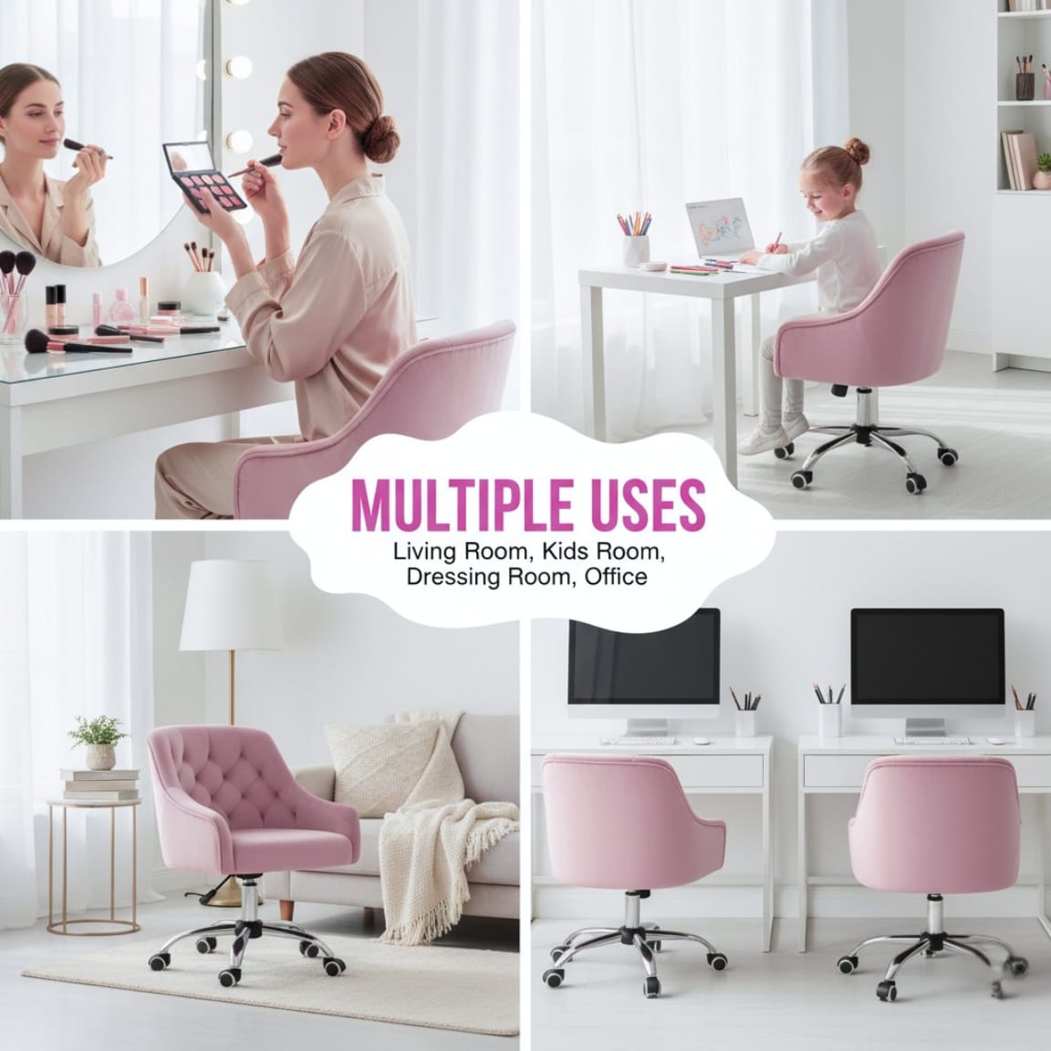 Elayne Blush – 360° Degree Swivel Chair | Elayne Furnish